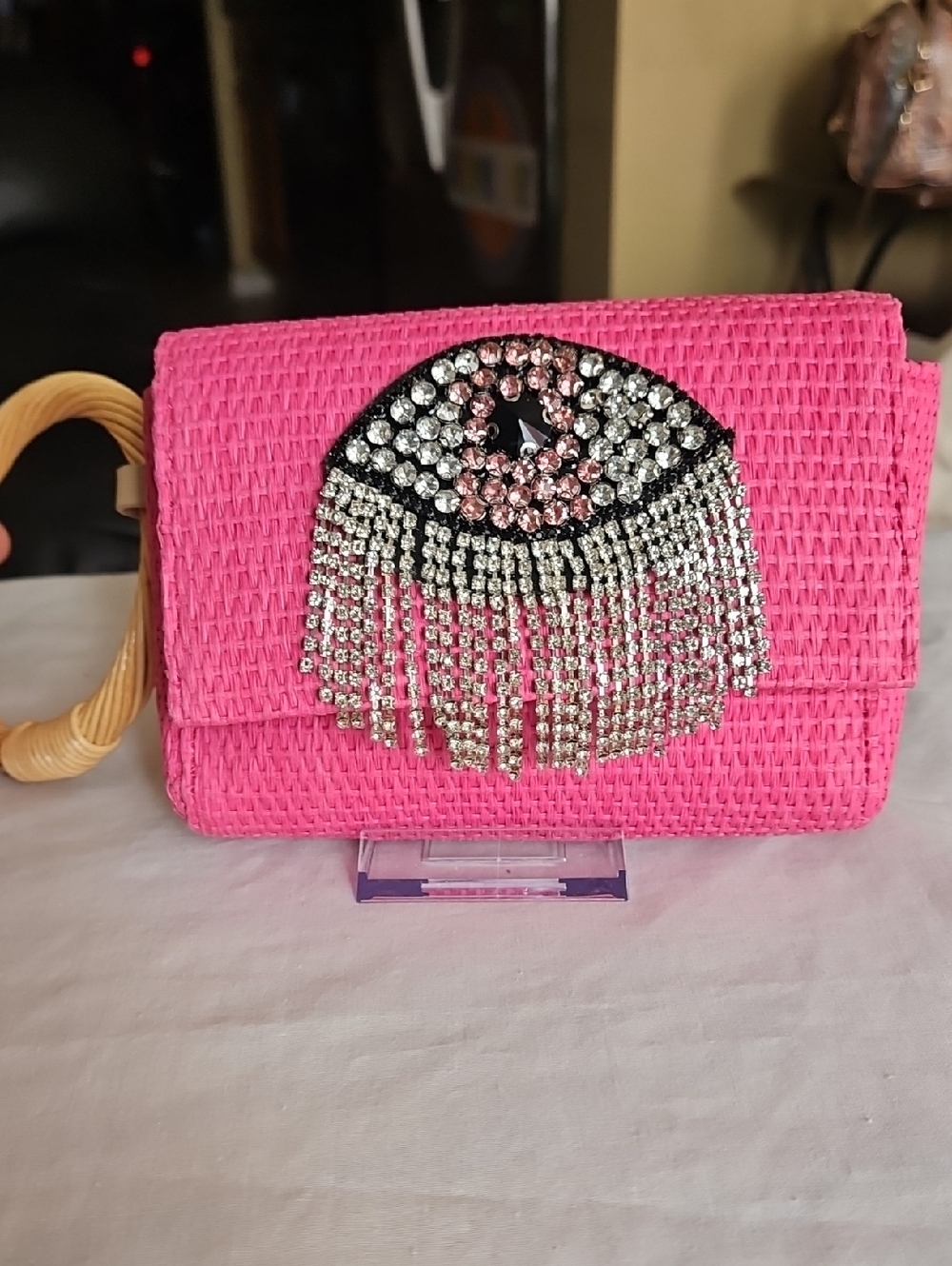 Pink Rhinestone Eye Wristlet - Picture 3 of 5